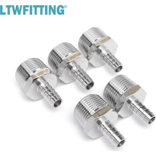 LTWFITTING Stainless Steel 316 Barbed Fitting Connector 3/4-Inch Male BSPT x 3/8-Inch(10mm) Hose Barb Fuel Gas