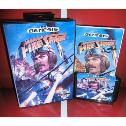 MD games card - Fire Shark US Cover with Box and Manual For Sega Megadrive Genesis Video Game Console 16 bit MD card