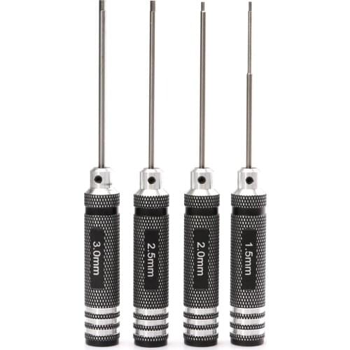 4pcs Hex Screwdriver Tool Kit 1.5/2.0/2.5/3.0mm Black Repair Tool Set