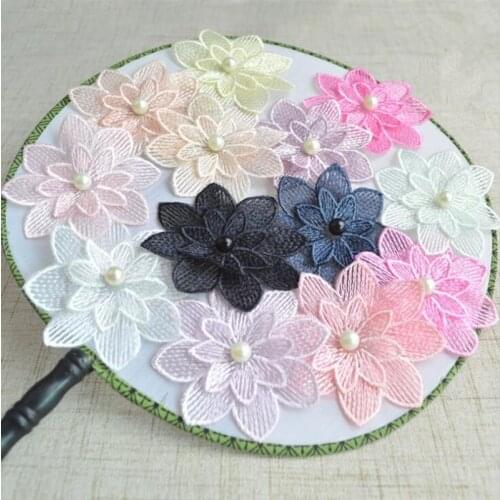 Cute Colorful Rose Applique Flowers Patch Embroidered Sew on Clothes Bags Handmade DIY Craft Ornament Lace Fabric