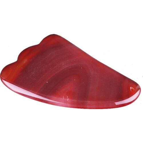 Natural Jade Scraping Board Massage Red Agate Crystal Board Facial and Neck Skin Lifting Wrinkle Removal and Beauty Care