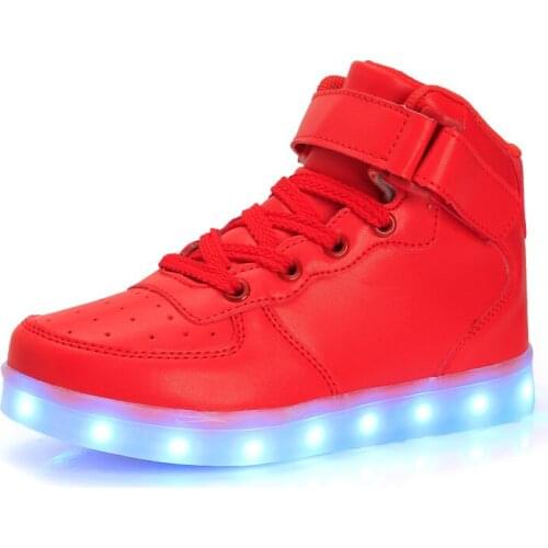 2020 new USB charging childrens sports shoes fashion bright luminous bright LED light childrens casual shoes