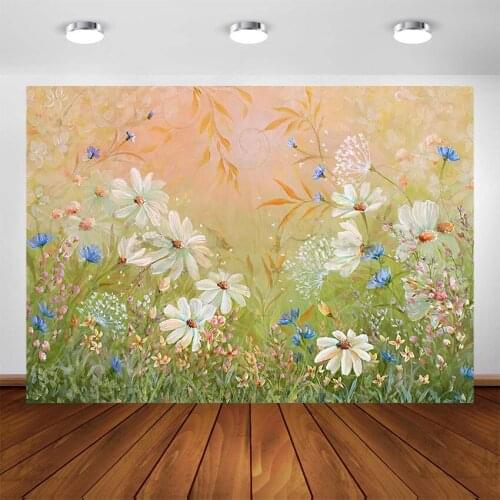 Newborn Summer Floral Backdrop Oil Painting Flower Baby Child Portrait Background for Photography Photo Studio Photocall