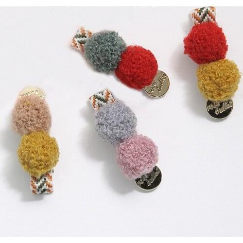New Fashion Two Hair ball Hair Clips Handmade safety Hairpins Headwear Cute Barrettes Hairgrips for Women Girls Hair Accessories