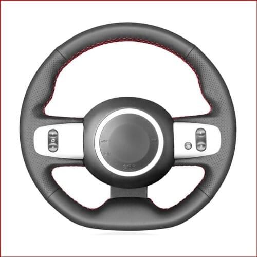 Black Genuine Leather Steering Wheel Cover for Renault Twingo 3 2014-2019 Twingo RS 2014-2019