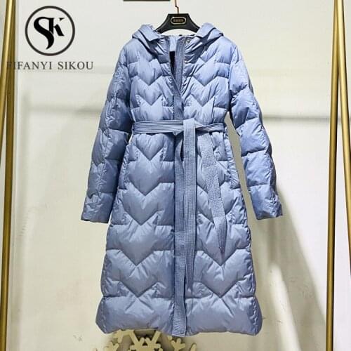 Hooded Parka Coat Women Fashion Long Down Jacket Thick Warm 90% White Duck Down Coats Female Casual Overcoat 2020 Winter Coat