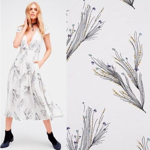 Peacock Tail Flower Printed Rayon Fabric Home Fabric Handmade DIY Clothing Shirt Cloth Per Meter for Dress Sewing Home Textile