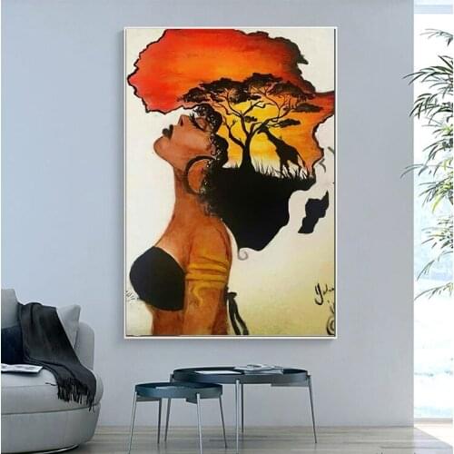 Poster Figure Beauty Tree Plant Canvas Painting Wall Art Home Decoration for Living Room and Bedroom Frameless Style