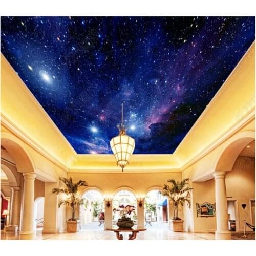 Custom ceiling wallpaper 3d zenith mural wallpaper 3 d Beautiful Fantasy sky night view moon stars ceiling zenith mural decor