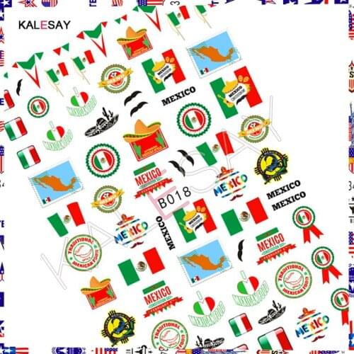Popular Flag Design Nail Art Stickers for Manicure Fire Clover Decoration Decals Back Glue Designer Nail Sticker Flame Cartoon