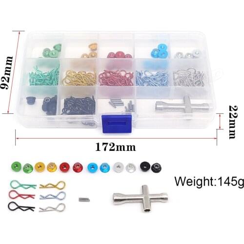 RC Car Metal Body Clip R Pin M4 Nut Bolt Tool Box for SCX10 Wraith Traxxas TRX4 TRX6 HSP HPI Redcat CC01 Spare Parts