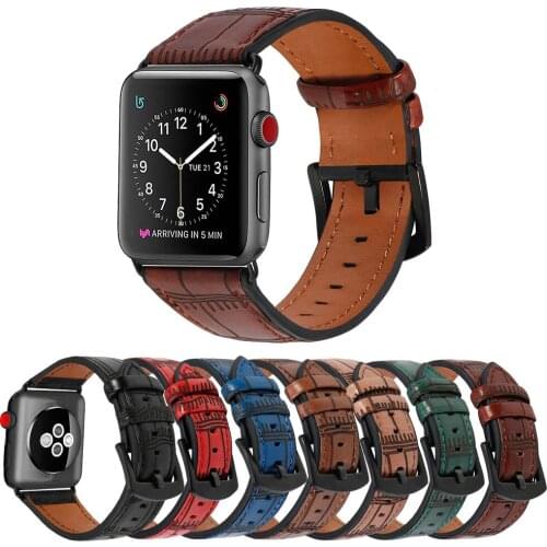 High Quality Strap For Apple Watch 4/3/2/1 Genuine Leather Bamboo line Band For Iwatch Series Bracelet Watch Band 44/42/40/38mm