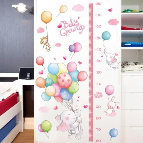 [SHIJUEHEZI] Animals Balloons Wall Sticker DIY Height Measure Mural Decals for Kids Rooms Baby Bedroom Nursery Home Decoration