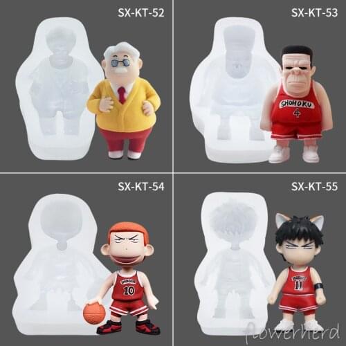 Silicone Moon Cake Molds Slam Dunk Basketball Player Figures Model Candle Moulds DIY Creative Baking Utensils Chocolate Mold