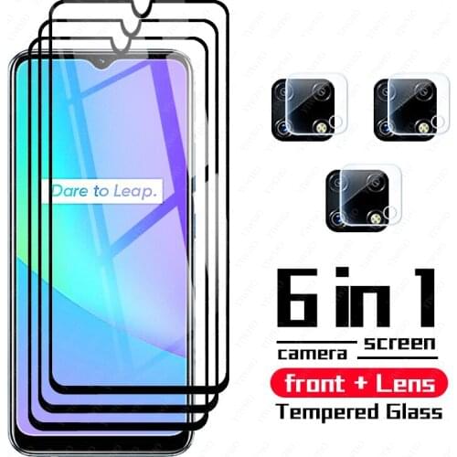 Glass on Realme c25 Tempered Glass For Oppo Realme c25 HD black Screen Protector Phone back camera lens Protective glass