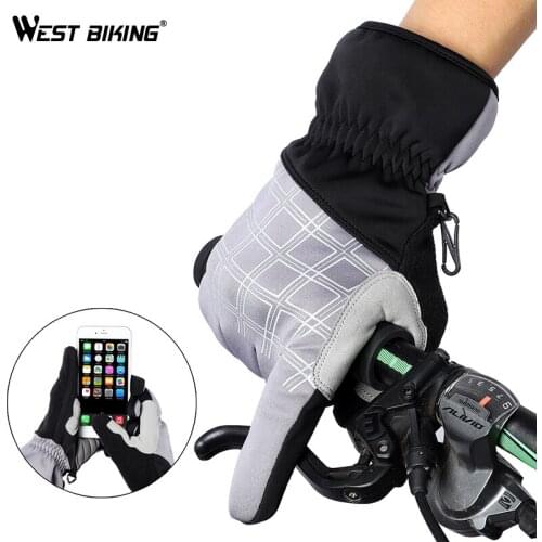 WEST BIKING Winter Cycling Gloves Touch Screen Bike Gloves For Men Woman GEL Shockproof MTB Road Full Finger Bicycle Gloves