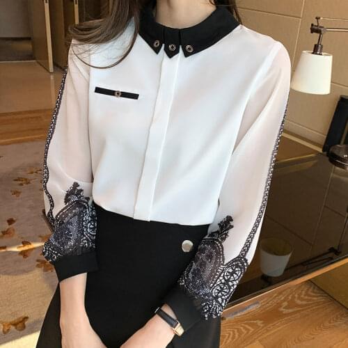 Women 2021 Spring Fashion Long Sleeve Chiffon Shirts Female New Casual Shirts Ladies Floral Embroidered Thin Blouses U171