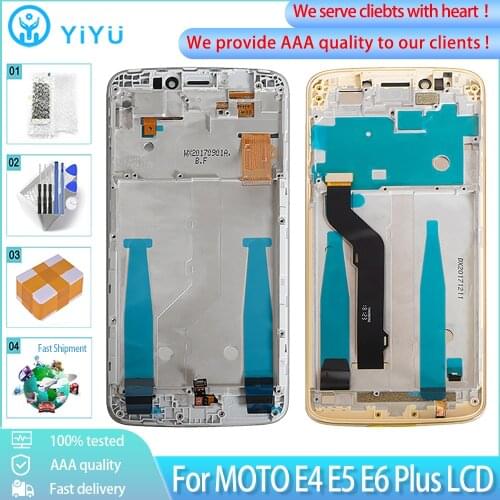 AAA quality For Motorola Moto E4 E5 E6 Plus LCD Display With Touch Screen With Frame+Home Button Digitizer For Moto E4 Plus LCD