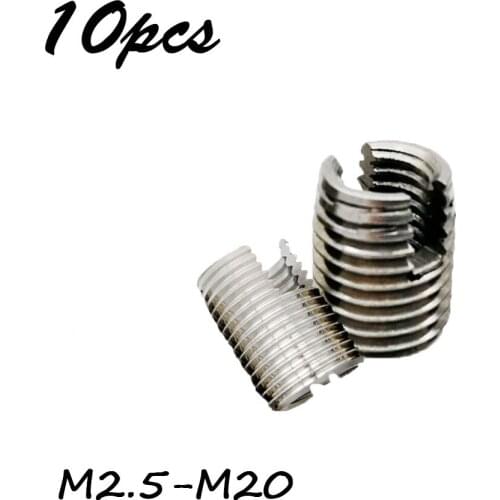 10PCS M2.5-M20 302 Stainless Steel Inner Thread Self Tapping Thread Inserts Set Thread Reinforce Repair Tool