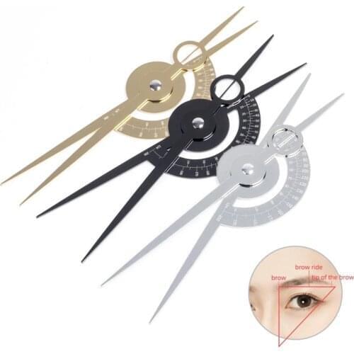 1pcsNew Professional Stainless Steel Isometric Golden Ratio Measurement Ruler 180° Permanent Makeup Stencil Caliper Beauty Tools