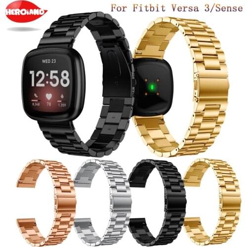 2020 New Strap For Fitbit Versa 3/Sense Smart Watch Adjustable Wrist Band Luxury Steel Watch Band Replacement Strap Bracelet