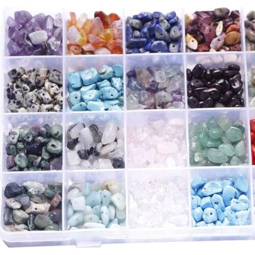 24 Grids Gemstone Beads Irregular Assorted Box Set Loose Bead for Jewelry Making N0HE