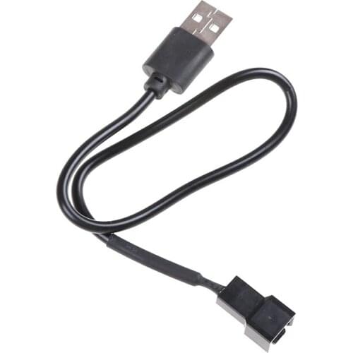 32cm Adapter Cable USB 2.0 A Male To 3-Pin Connector Adapter Cable For 5V Computer PC Fan Black