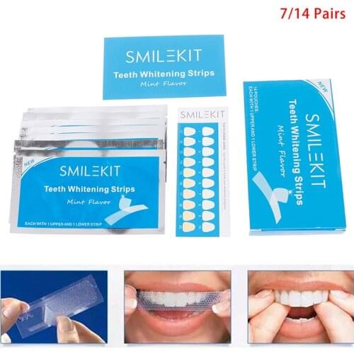 7/14pairs Activated Charcoal Teeth Whitening Strips Double Elastic Oral Hygiene Care Bleaching Strips 5D Gel Teeth Whiten Tools