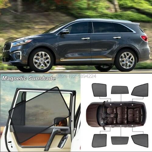 Car Full Side Windows Magnetic Sun Shade UV Protection Ray Blocking Mesh Visor For Kia Sorento 2015