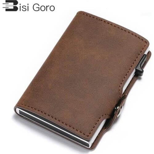 BISI GORO Card Holder 2021 New RFID Slim Suitcase Business Luxury Card Case Vintage Card Wallet Anti-theft Card Drop-shipping