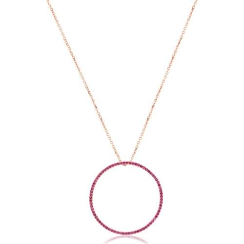 Silver Large Pink Round Ring Silver Necklace, best present options for Your Loved Ones