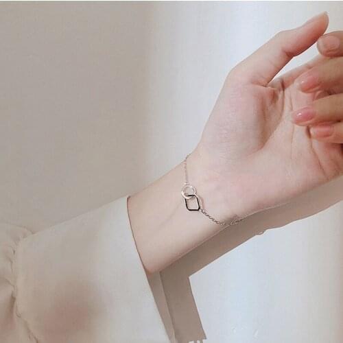 Bracelet Geometric Round Crystal Square For Women Simple Charm Korean Fashion Hip Hop New Trendy Female Jewelry Party BOYULIGE