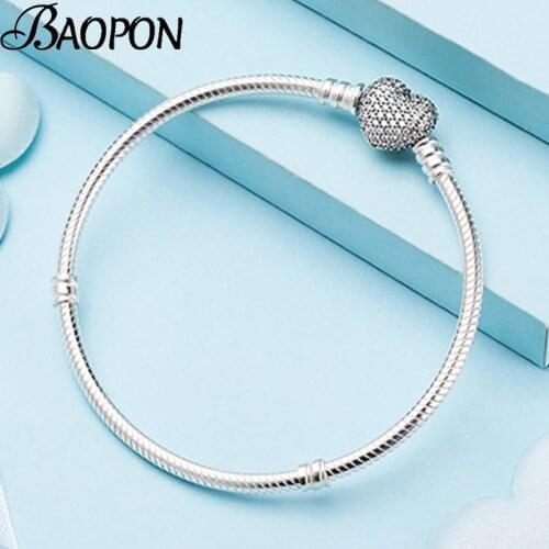 Sterling Silver Color 3mm Snake Chain Bracelets Fit Original Charm Bracelet Bangle Making DIY Jewelry For Women Men Dropshipping