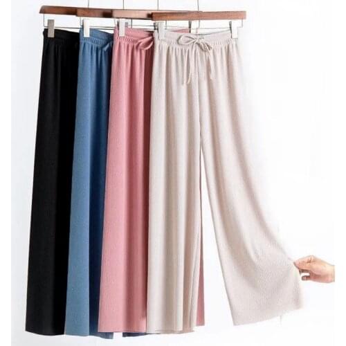 Spring Summer OL Style White Women Pants Chic Wide Leg Pant High Waist Elegant Work Trousers Female Casual Pants