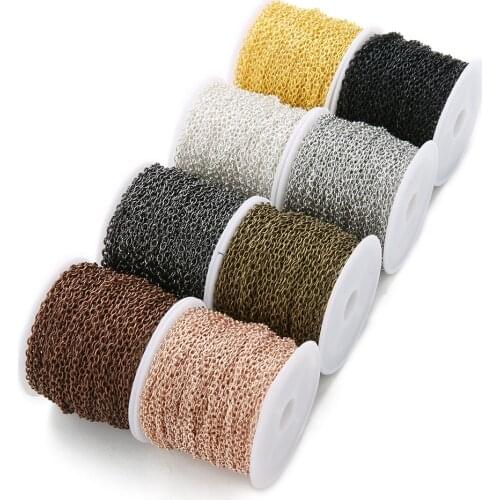 10 Yard/roll Gold Rose Gold Black Antique Bronze Color 2x3mm 3x4mm Bulk Necklace Bracelets Chain for DIY Jewelry Making Findings