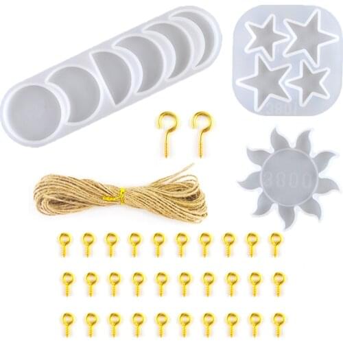 DM130 Moon Star Sun Resin Mold Molde Lunch Eclipse Pendant Silicona Resina Artesanato Forma Silikonowa