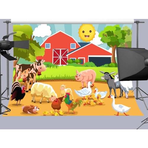 EARVO Cartoon Ocean Photo Background Baby Cartoon Rural Farm Birthday Wooden Fence Poster Photographic Backdrops Photo Studio