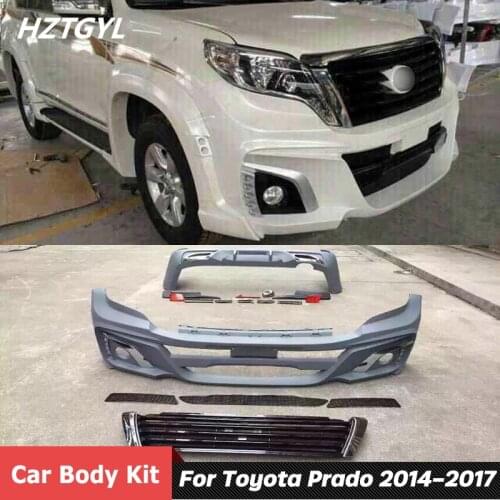 FRP Unpainted Car Body Kit Front Rear Bumper For Toyota Prado Facelift WD Style 2014-2017