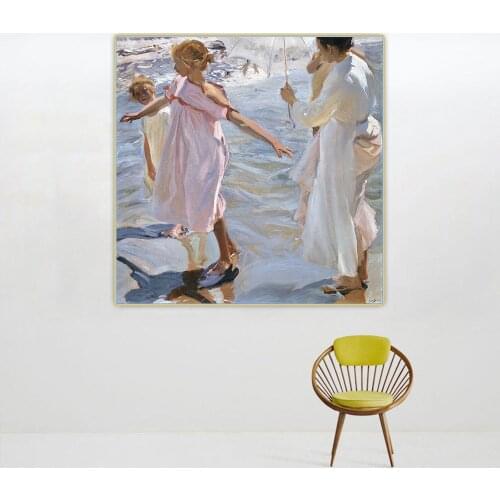Citon Joaquin Sorolla《Bath time, Valencia》Canvas Art Oil Painting Artwork Poster Picture Backdrop Wall Decor Home Decoration