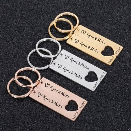 Customized Couples Keychain Boyfriend Girlfriend Keyring Husband Anniversary Valentine Day Gift Women Men KeyChain