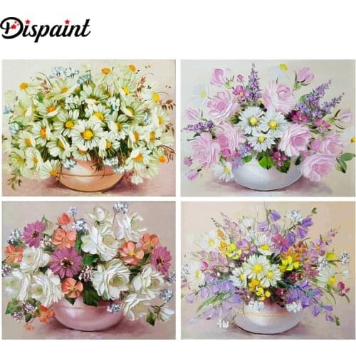 Dispaint Full Square/Round Drill 5D DIY Diamond Painting "Colored flower" 3D Embroidery Cross Stitch 3D Home Decor Gift