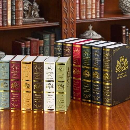 4pc style of the ancient books set bronzing simulation Fake die old bookcase props nostalgic ornaments Book book decoration