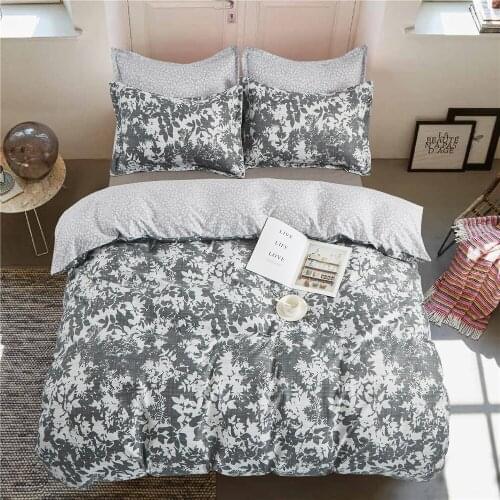 Leaf Printed Bedding Sets Nordic Flat Bed 220×240 Flowers Stripe Home Duvet Cover Set Single Double Queen King bedspread