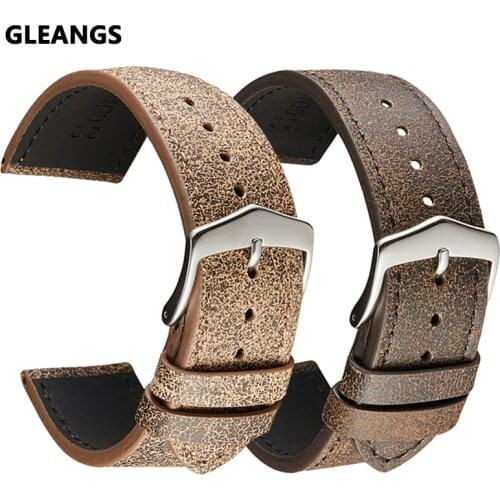 Leather Watch Band 20mm 22mm Red Gray Brown Genuine Cowhide Leather Watch Strap for Women Men Wrist Band