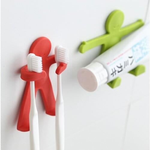 Creative cute little man hook traceless sticky hook iron bendable wall hanging key hook coat hook