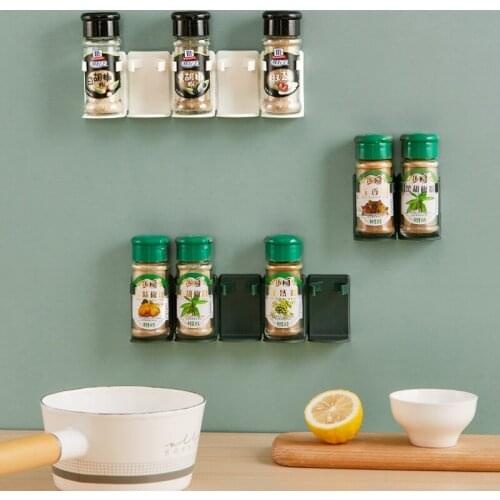 Kitchen Spice Mount Ingredient Plastic Bottle Storage Rack Wall-Mounted Cabinet Door Hooks Jar Spice Holder Storage Rack Tools