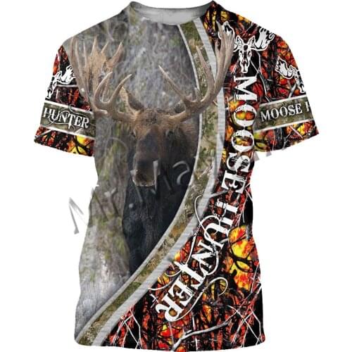 Summer Fashion Animal Love Hunting Moose Art Camo Men/Women Leisure T-shirts 3D Print Hipster Beach Shorts Tank Oversized S-330