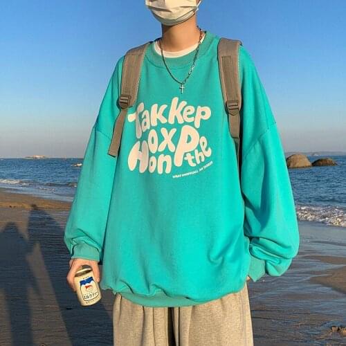 Fashion New Sweatshirts Letter Printed Long Sleeve O Neck Loose Hoodies Fleece Autumn Winter Pullovers Plus Size Tracksuits Coat