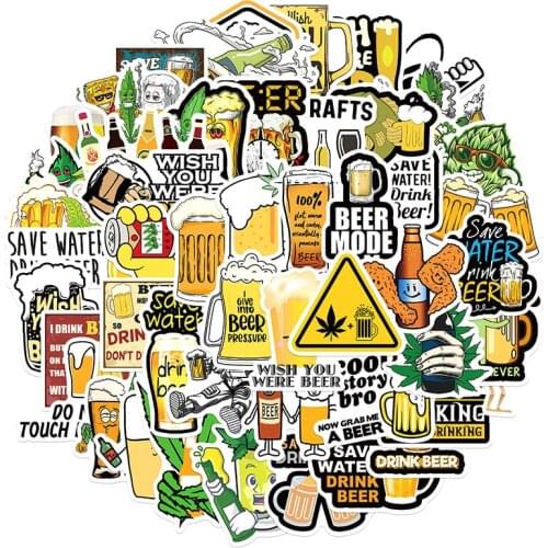 10/30/50pcs/pack Funny Beer Graffiti Decal Stickers For Skateboard Helmet Gift Box Bicycle Computer Notebook Car Childrens Toys