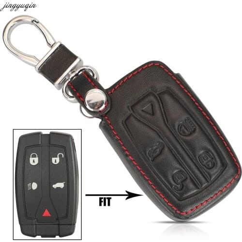 Remote 5 Buttons Car Key Case Cover Leather 5 Buttons Remote Key Shell Uncut Blade Fob Case Fit For Land Rover Freelander 2 3
